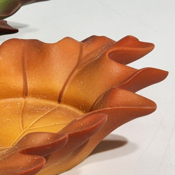 Autumn Leaf-Shaped Ceramic Candle Holders By PartyLite - Set Of 3 - Picture 10 of 11